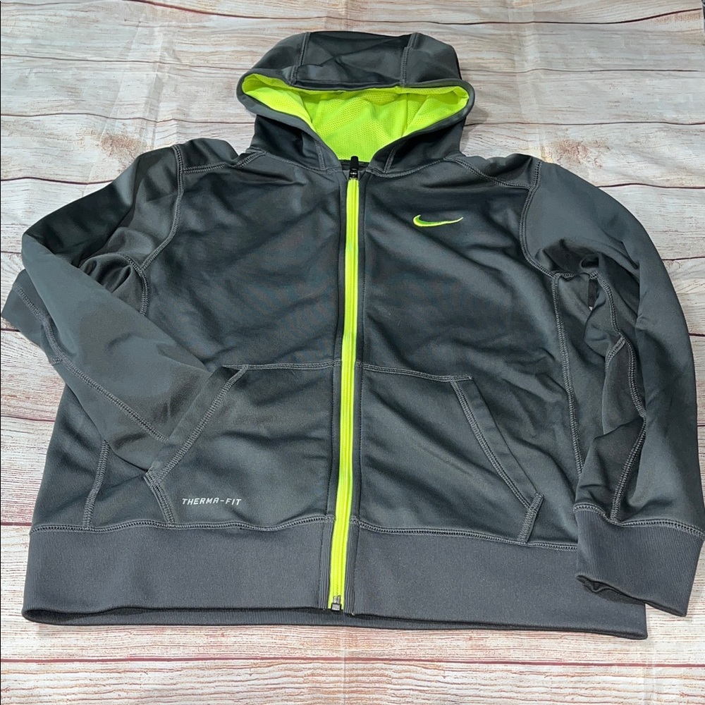 Kids Nike Charcoal and Lime Green Track Jacket Size XL